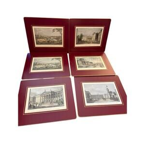 6 Lady Clare Hard Board Placemats Felt Back Res & Gold Trim Scenes of Ireland
